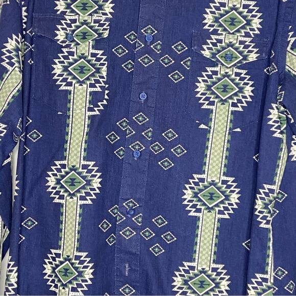 Vintage 90s Wranglers Western Cowboy Cut Regular Fit Button Up Shirt 16 1/2 x 35 - Picture 4 of 8
